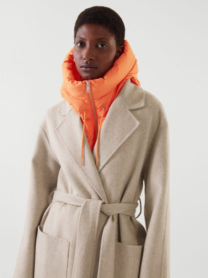 Winter Ultralight Down Hooded Hats for Women Men Warm Ring Scarf Balaclava Hat Neck Zippper Drawstring Coat Scarf Short Tank Top