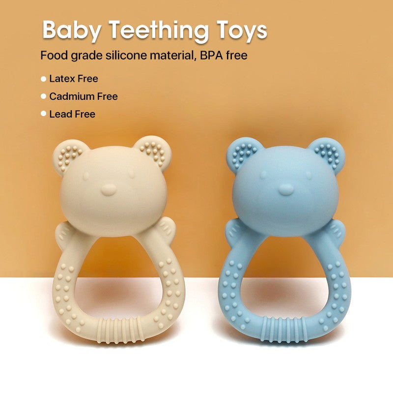 Hot sale cute bear baby rattle  silicone teether 0-1 year toy