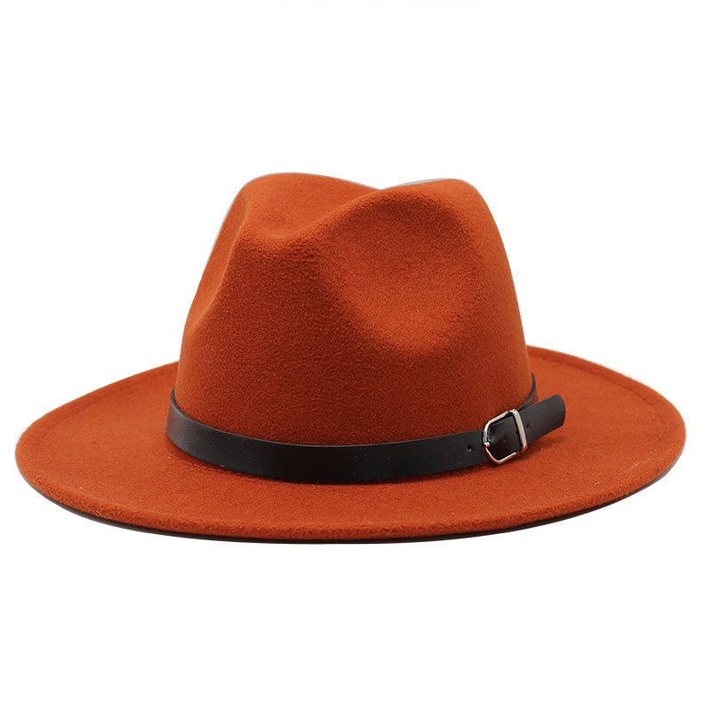 Men's fedora hat Men's and women's universal solid color fedora hat Women's 21 color wide brim jazz hat Autumn and winter Britis
