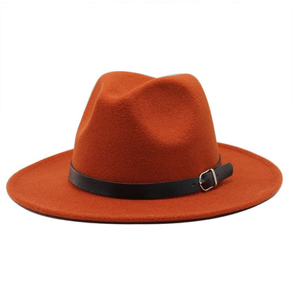 Men's fedora hat Men's and women's universal solid color fedora hat Women's 21 color wide brim jazz hat Autumn and winter Britis