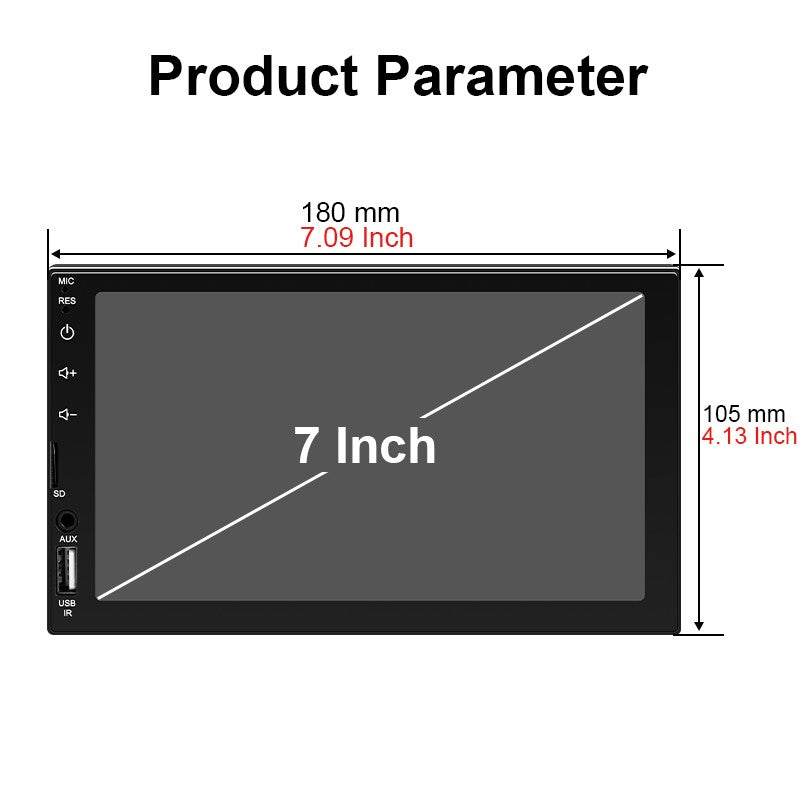 7 Inch Car Radio 1 Din MP5 Player Touch Screen Multimedia FM ISO Power Aux Input USB Bluetooth  Mirror Link Universal Autoradio