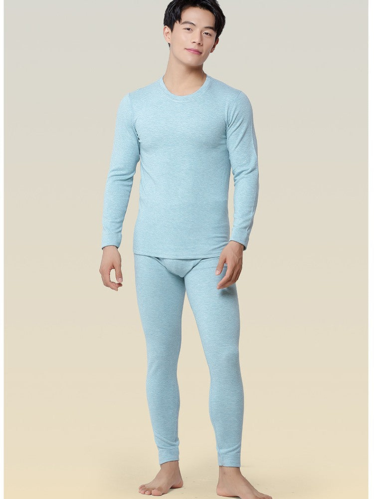 6760 Autumn Winter Keep Warm Slim Underwear Tops Pants For Men Good Quality Mulberry Silk Fleece Thicken Simple Male Sets Gift