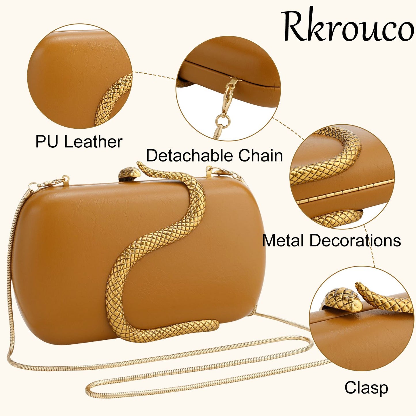 Metal Snake Matching Clutch Bag For Women Highclass Smooth Designer Evening Bags Purses Clutch Party Chain Shoulder Handbags