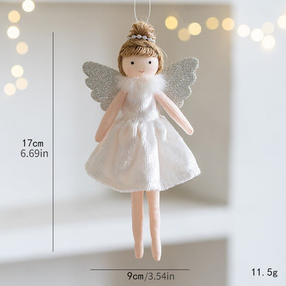 Christmas mesh skirt antlers angel girl doll pendant Christmas tree decoration small pendant children New Year gift