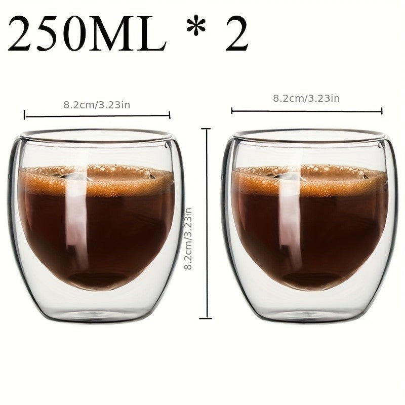 Copo de Vidro de Parede Dupla Isolamento Térmico Transparente Feito à Mão para Chá Copos MINI de Uísque Caneca de Café Expresso Conjunto de 250-450ml