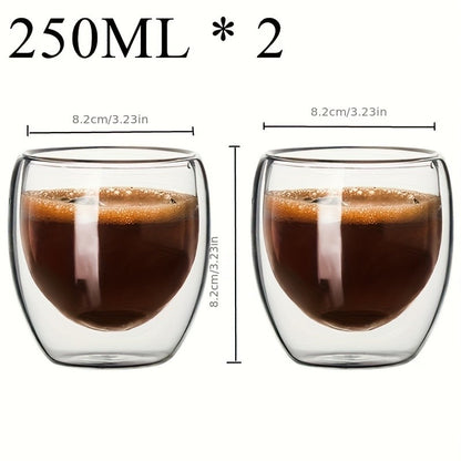 Copo de Vidro de Parede Dupla Isolamento Térmico Transparente Feito à Mão para Chá Copos MINI de Uísque Caneca de Café Expresso Conjunto de 250-450ml
