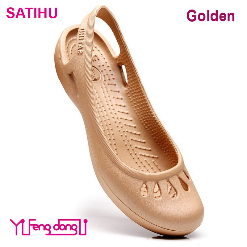 Certified Satihu Summer New Lightweight Anti Slip Hole Shoes  Clog For Women's Flat Bottom Sandals Nurse Outdoor Beach Jelly