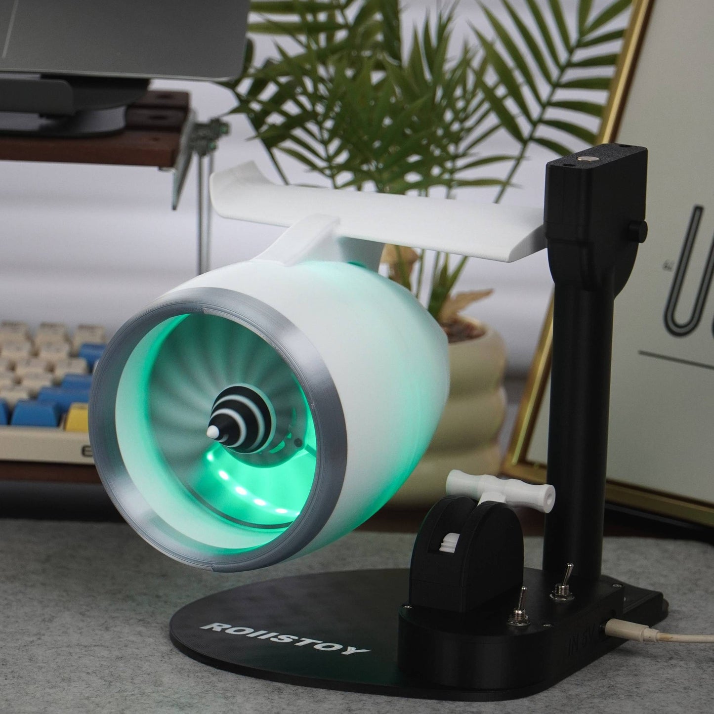 Single Head Turbojet Fan Humidifier with Blowing Capability RGB Light Show Function Home Office Desktop Air Moisturizer Room Dec