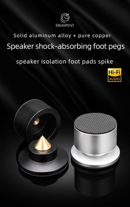 HiFi 4Pcs Speaker Spike Suporte Pés Almofadas Liga de Alumínio Mixer Fibra de Carbono Ajustável Pinos Amortecedores para Caixas de Som