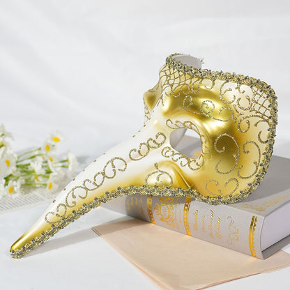 1Pc Venetian Long-Nose Mask, Carnival Mask, Unisex Party Costume Accessory, Perfect Decorative Mask for Role-Playing