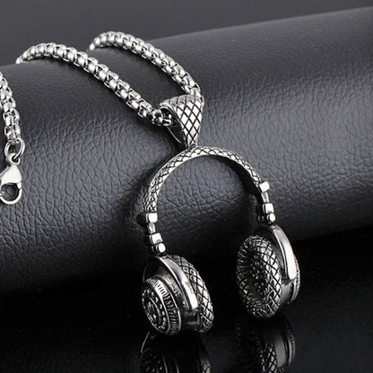 Colar com pingente de fones de ouvido para homens, Hip Hop, Rock, Casal, Personalizado, Corrente de aço inoxidável, Joias da moda Rapper, Presentes