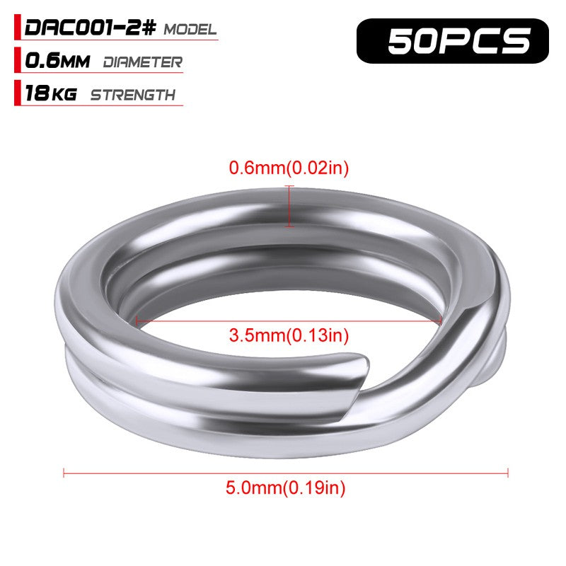 PROBEROS 50 Anéis Divididos para Pesca, Isca Rígida Crank, Prata, Aço Inoxidável 0#-12#, Acessórios Conectores de Pesca, Equipamento
