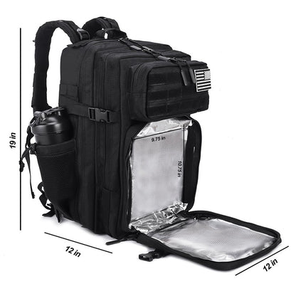 45L Meal Prep Management Backpack Gym Tactical Waterproof Insulated Lunch Cooler Bag Hiking Camping Travel Rucksack