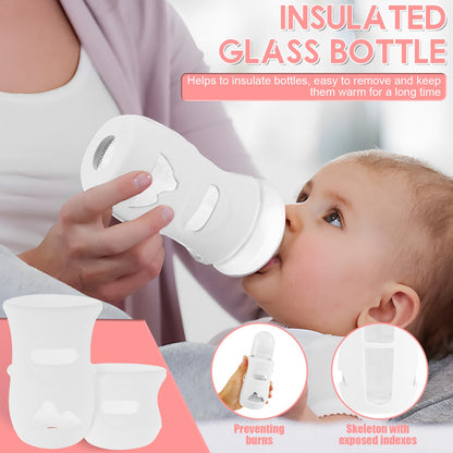 Silicone Sleeves Silicone Baby Bottle Cover Insulated Glass Bottle Compatible with AVENT Glass Natural Baby Bottle 4/8Oz