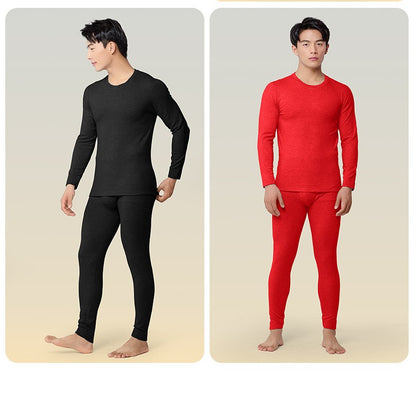 6760 Autumn Winter Keep Warm Slim Underwear Tops Pants For Men Good Quality Mulberry Silk Fleece Thicken Simple Male Sets Gift