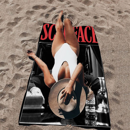 Classic Movie Scarface Bath Towel Microfiber Soft Water Absorbing Breathable For Girl Kids Decorative Cartoon Beach Towel