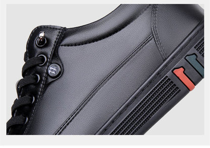 Spring Autumn Genuine Leather Shoes Men Footwear Soft Cowhide Casual Flat Brand Pure Black