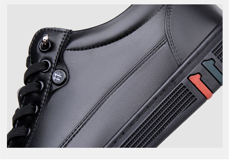 Spring Autumn Genuine Leather Shoes Men Footwear Soft Cowhide Casual Flat Brand Pure Black