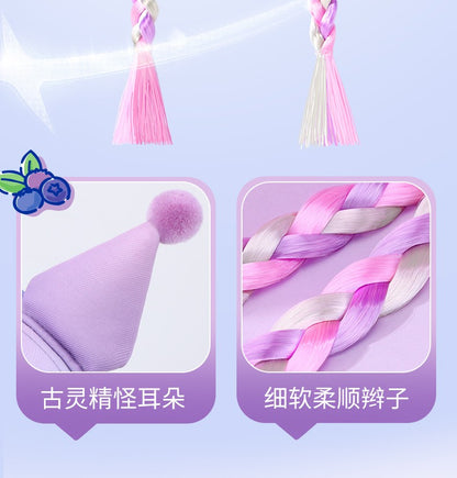 Sanrio Kuromi Baseball Cap Summer Sun Hats for Girl  Breathable Visor Hat  Kawaii Wig Braid Cute Kids Children Aged 5-10 Sunhat