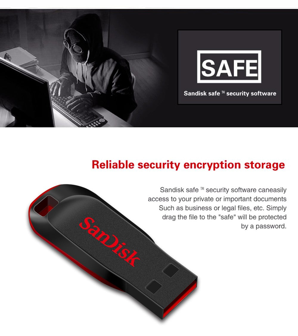SanDisk CZ50 USB 2.0 Flash Drive 128GB 64GB 32GB U Disk 16GB USB2.0 Mini Pen Drive Memórias USB Flash USB Stick para computador