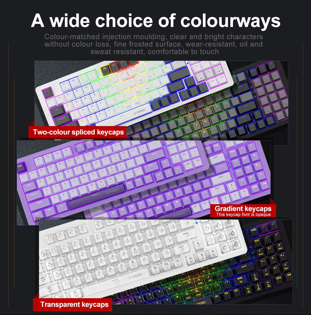 Teclado Mecânico Gamer E-YOOSO Z94 USB com Fio LED Monocromático Retroiluminado Switch Azul Vermelho 94 Teclas para Computador Laptop PC