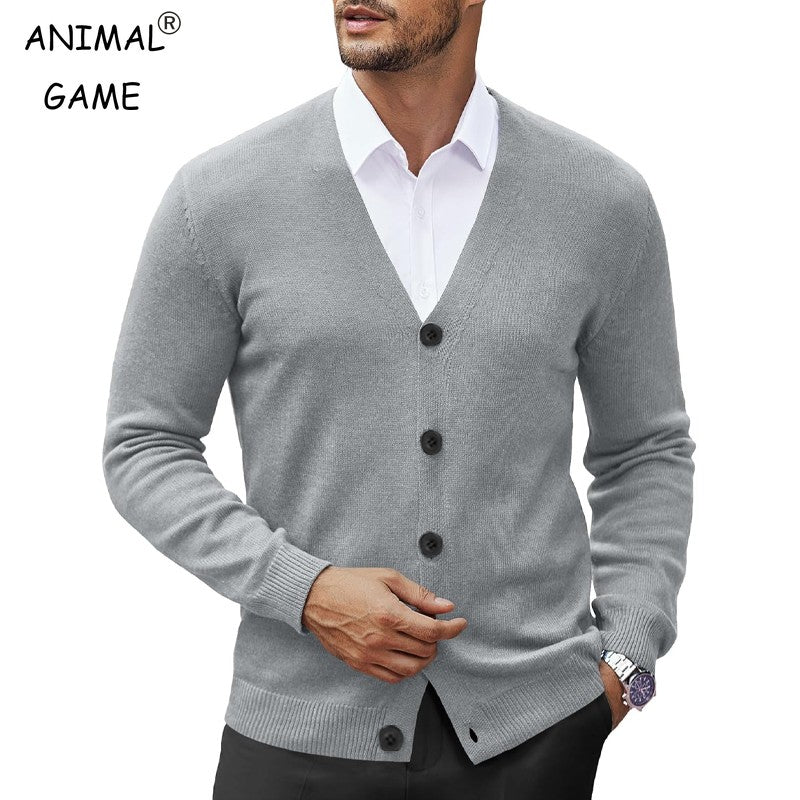 New Men's V Neck Cardigan Sweatcoats Casual Lightweight Button Down Knitted Cardigan Sweater Outdoor Streetwear