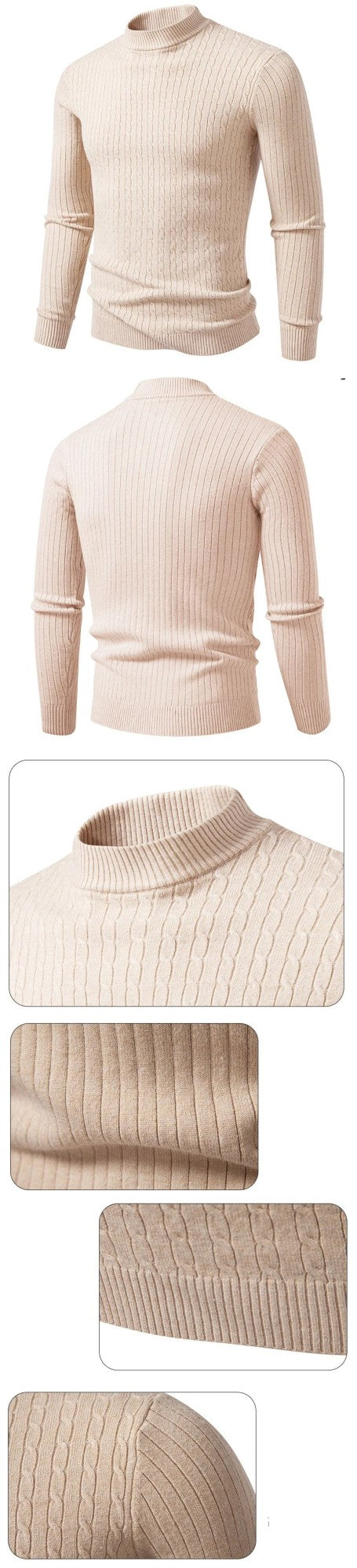 Animal Game Mens Mock Neck Pullover Casual Sweaters Outdoor Woolen Knitwear Twist Casual Sweater Knit Autumn Warm Coats