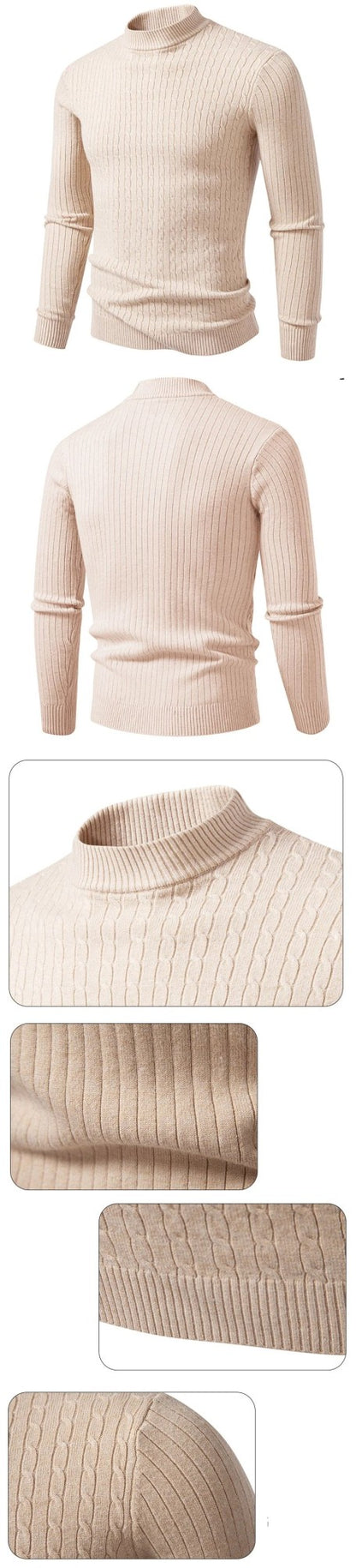 Animal Game Mens Mock Neck Pullover Casual Sweaters Outdoor Woolen Knitwear Twist Casual Sweater Knit Autumn Warm Coats