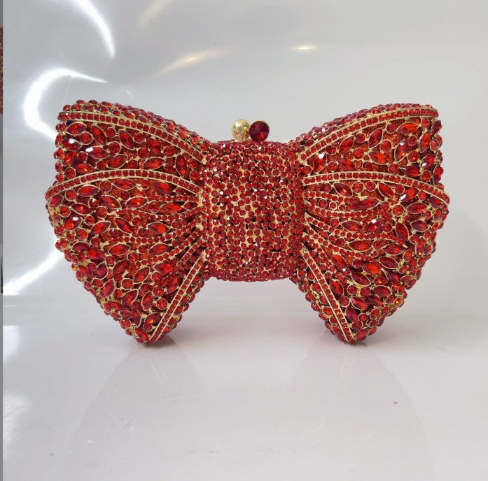 Newest Rhinestone Green/Black Clutch Purse Bow Luxury Diamond Women Red Evening Clutches Bags Wedding Bridal Bag Stones Handbags