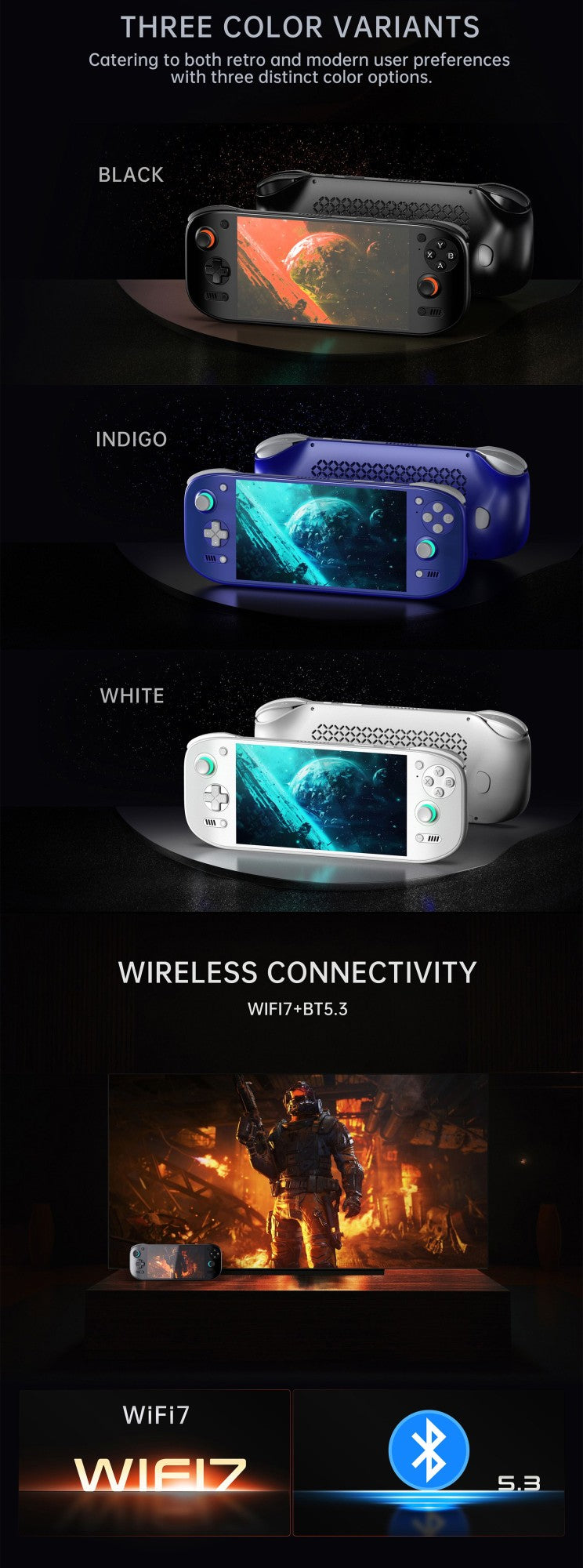 AMPOWN AYN Odin 2 Portal Handheld Game Players 7-Inch OLED 8Gen2 8000mAh Android 13 Portable Retro Video Game Custom Wireless