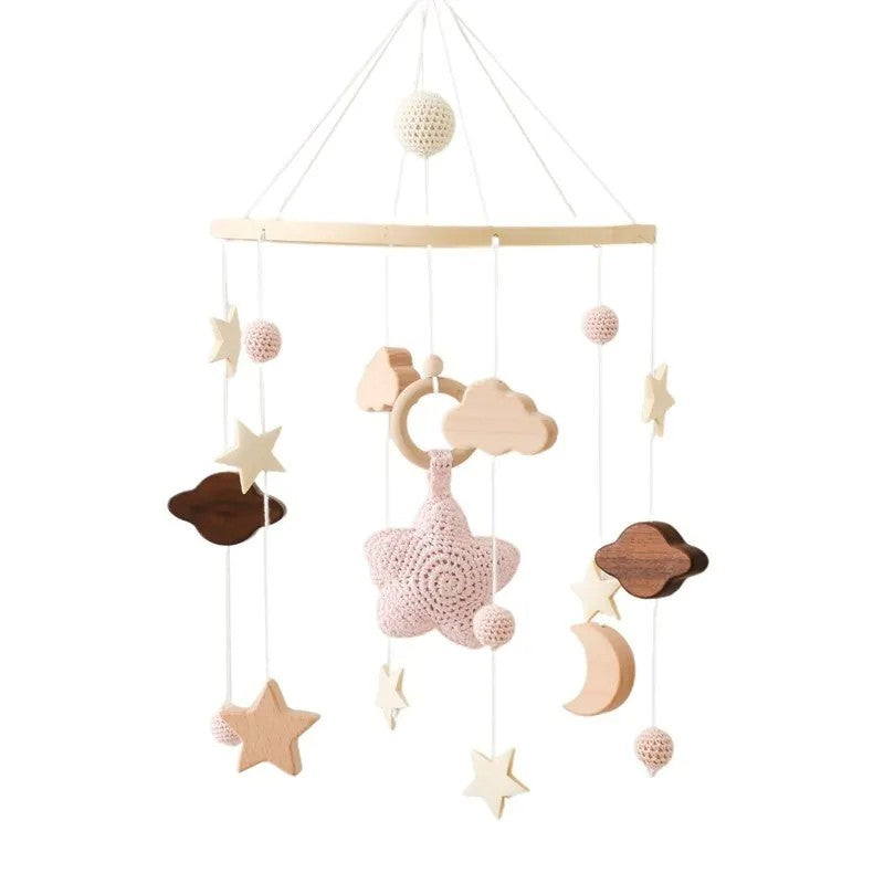 Baby Rattle Toy Bed Bell Bracket Wooden Mobile 0-12 Months Newborn Crochet Bed Bell Hanging Toys Holder Bracket Infant Crib Gift