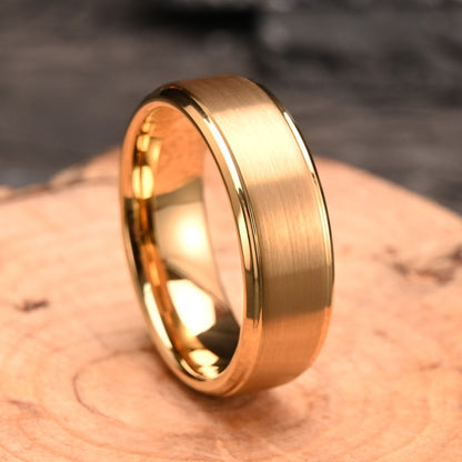 Aliança de tungstênio ouro 8MM/6MM masculina anéis de casamento anillos bague homme pareja de joias da moda alianças de noivado para casais presentes
