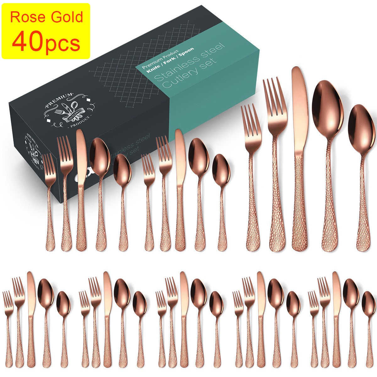 20/30/40Pcs Luxury Tableware Flatware Set Creative Snake Skin Hotel Steak Dinnerware Set Stainless Steel Gold Cutlery Set Gift