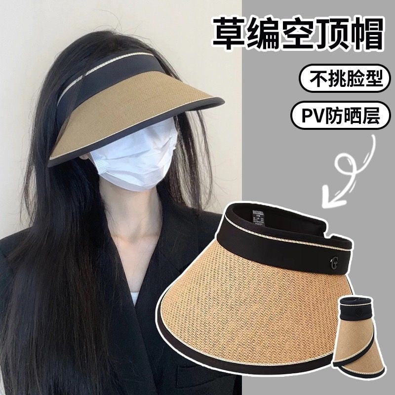 upf50+ Sunblock Sunshade New outdoor sun hat UV protection foreign air straw empty top hat