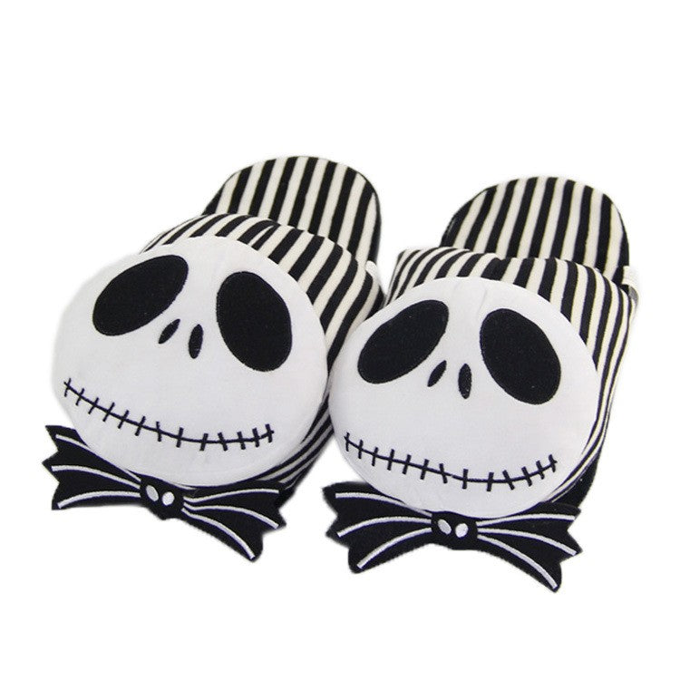 28cm Disney Filme O Estranho Mundo de Jack Skellington Pelúcia Chinelos de Quarto Masculino Feminino Inverno Presentes