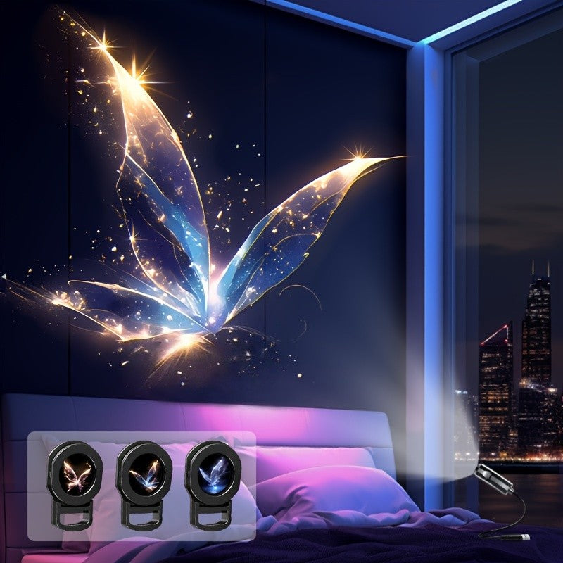 LED USB Projector Light 3/4pcs Projection Patterns- Adjustable USB Night Light for Christmas Festival Decorations