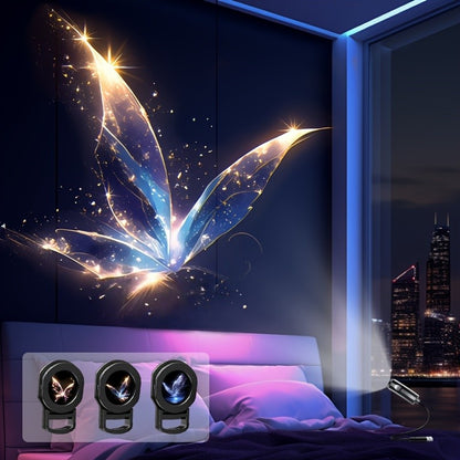 LED USB Projector Light 3/4pcs Projection Patterns- Adjustable USB Night Light for Christmas Festival Decorations