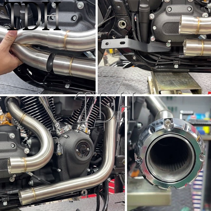 Motorcycle Exhaust Muffle Middle Link Pipe Mid-control Exhaust System For Harley Softail Street Bob Standard FXST FXBBS FXBB 18+