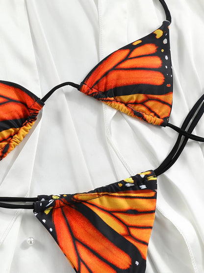 Sexy Swimwear Women Butterfly Bikinis Print Swimsuit Triagle Beachwear Bandage Bathing Suits Micro Biquini