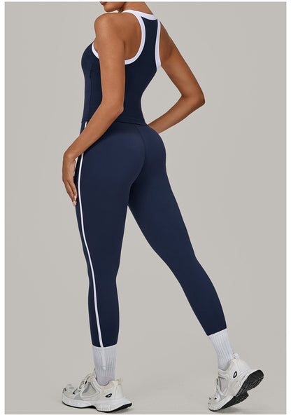 Yoga Suit Sports Fitness High Waist Peach Hip Tight Removable Padding Sports Bra Outfit Running Workout Clothes Gym Leggings Set