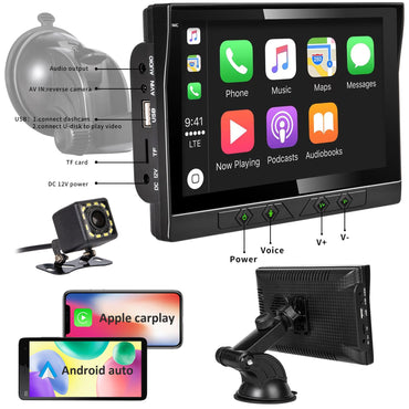 Portable Car Radio Multimedia Video Player Wireless CarPlay Android Auto 7inch Touch Screen With AUX FM For Rear View Camera ?