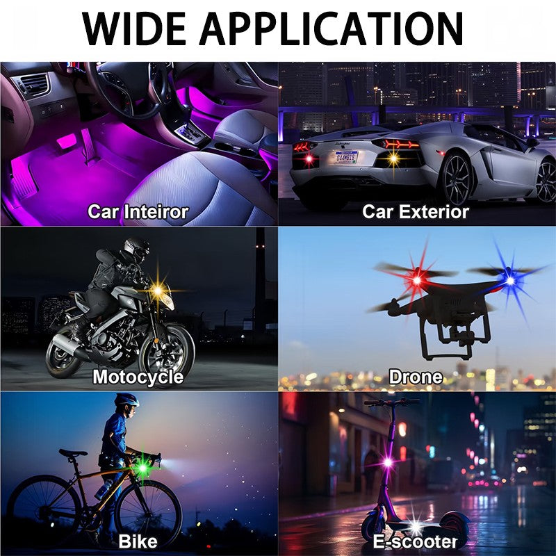 2/4/6pcs Wireless Remote Control LED Strobe Light for Car Auto Motorcycle Bike Drone Scooter Anti-collision Warning Lamp Flash