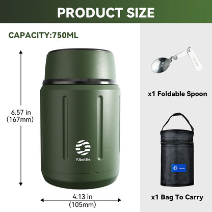 Marmita Térmica a Vácuo FEIJIAN de Aço Inoxidável 316 - 750ml com Colher Grátis