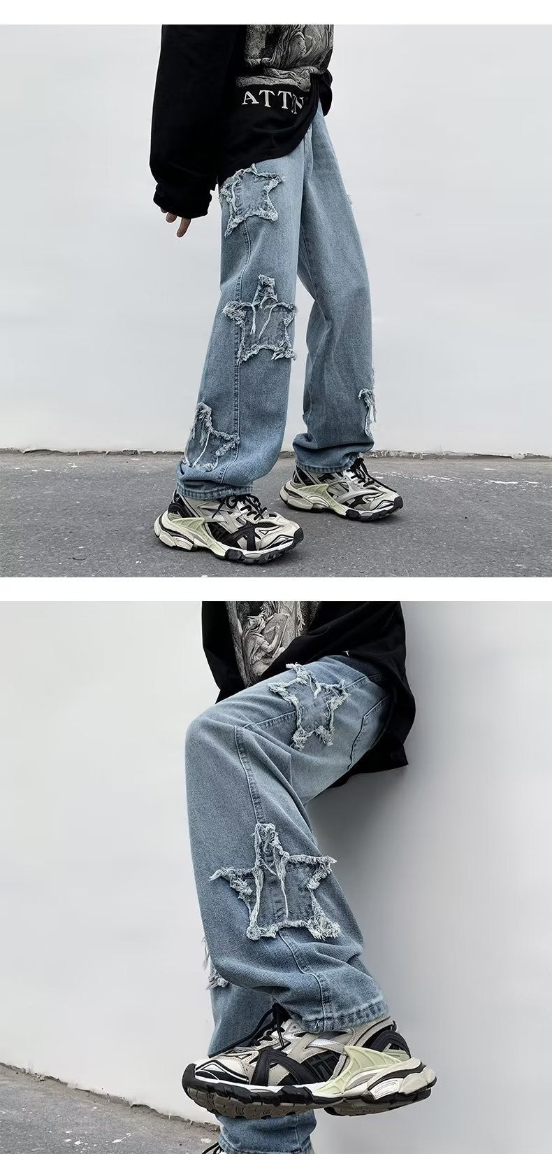 2025 Novas Estrelas da Moda Toalha Bordada Calças Jeans Marrons Masculinas Roupa Y2K Calças Retas Hip Hop de Algodão Pantalon Homme