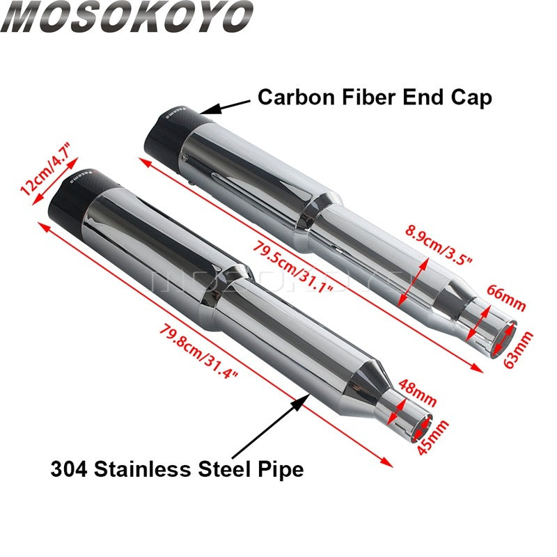 Exhaust System Slip-On Motorcycle Muffler Exhaust Pipe Carbon Fiber For Harley Touring Electra Road Street Glide Road King 17-up