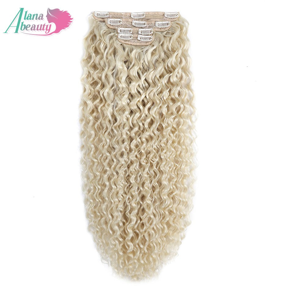 Alana 28 polegadas Sintético Longo Água Encaracolado Clip Em Apliques Extensões de Cabelo Crespo Cacheado Clip-in Cabelo Fibra Orgânica Resistente ao Calor