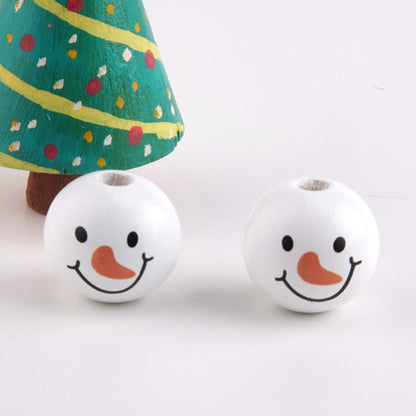 NANA Christmas Snowman Wood Craft Beads Christmas Theme Painted Diy Festive Party Decoration Fashion Custom Craft Accessories