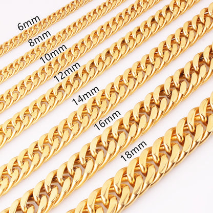 Granny Chic 15mm 7-40inch Dourado Firme Forte 316L Aço Inoxidável Joias Elo Cubano Corrente Gargantilha Colar Masculino