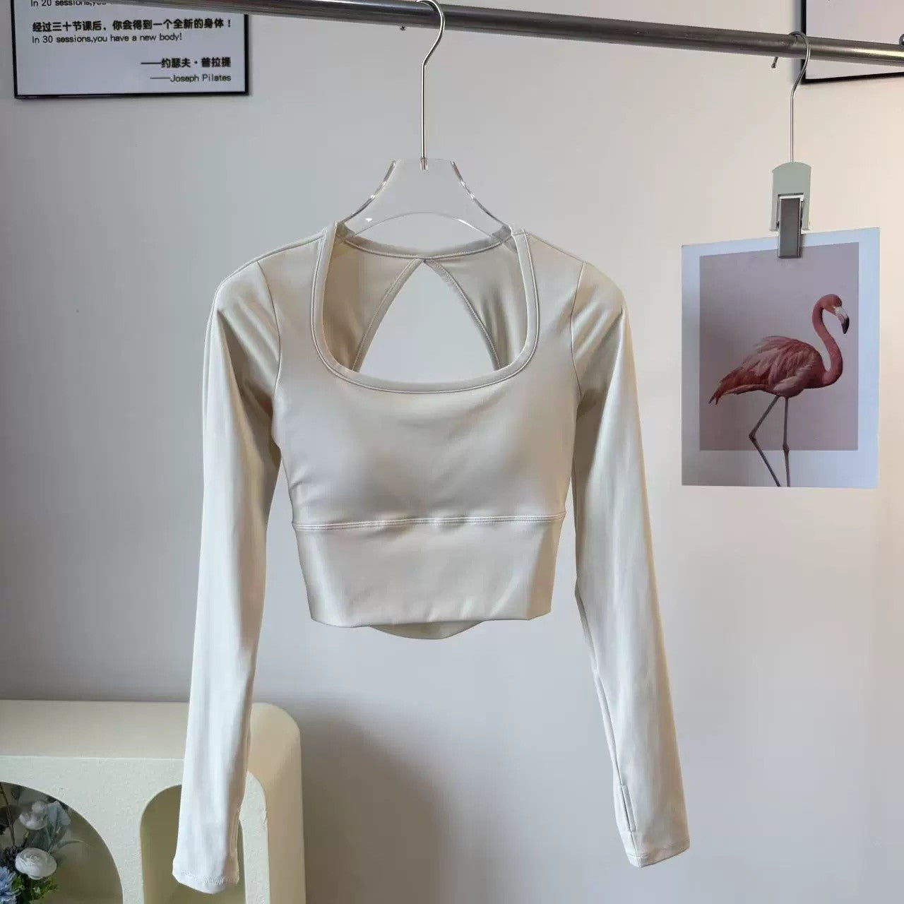 Women's Long-Sleeve Sports Top with Chest Pads, Yoga Wear, Pilates Training Fitness Apparel, Running