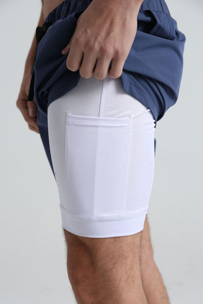 Men's sports double-deck shorts Fitness Quick Dry Training Shorts Casual 2 In 1 Multi-pocket sweatpants Men Gyms Running shorts